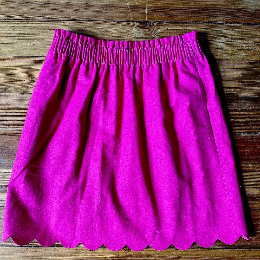 J.CREW scalloped linen-cotton skirt size 2